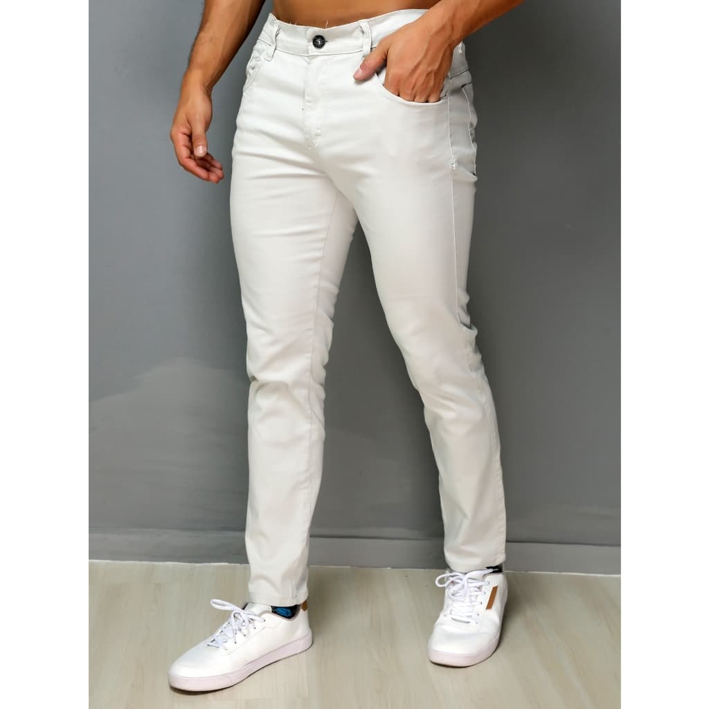 Calça Masculino CREMR BEGE ... tecido e Sarja Com Elastano tradicional Casual Top direto da FABRICA!!