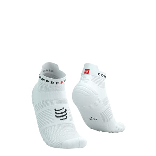 Meia de Compressão Para Corrida Cano Curto – Run Low V4 Branco/Preto -corrida ciclismo bike futebol crossfit