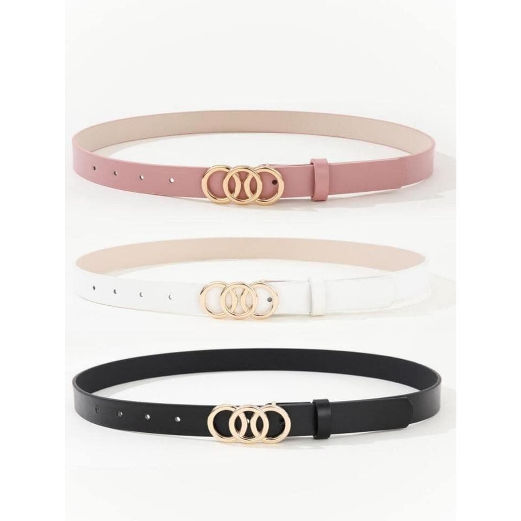 Cinto Fino Feminino Fivela Tripla moda tendencia