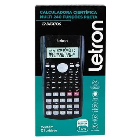 Calculadora Científica Letron 240 Funções Preta