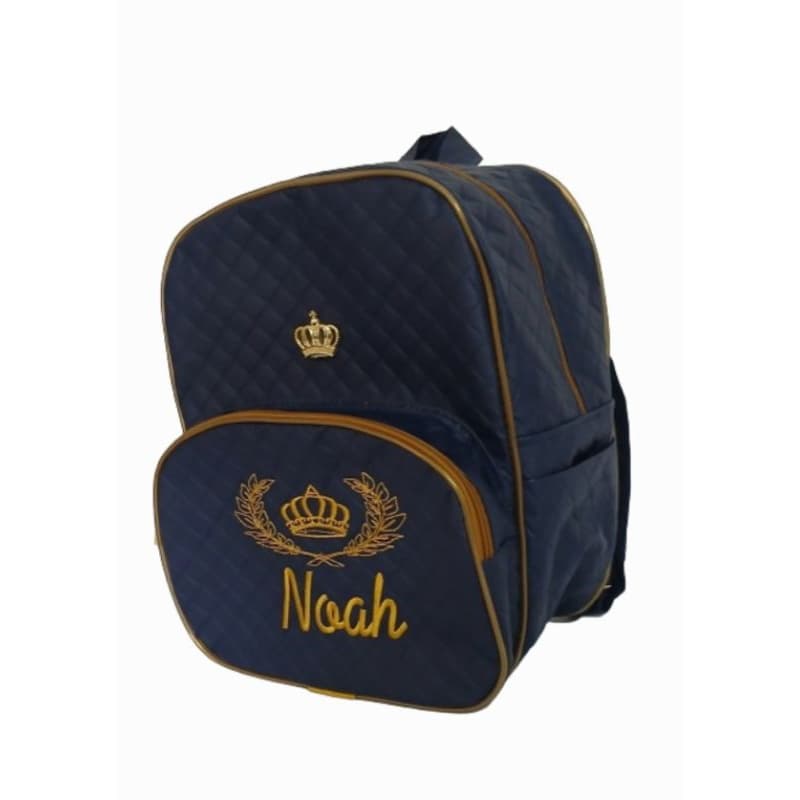 Mochila Personalizada Azul Marinho Com Dourado/Azul claro com dourado