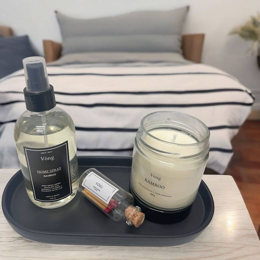 Kit Presente Vòng  - vela aromática, home spray e tubete com fósforo