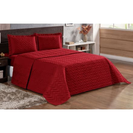 Cobre Leito Cama Casal Queen 3 Peças Modelo ZigZag