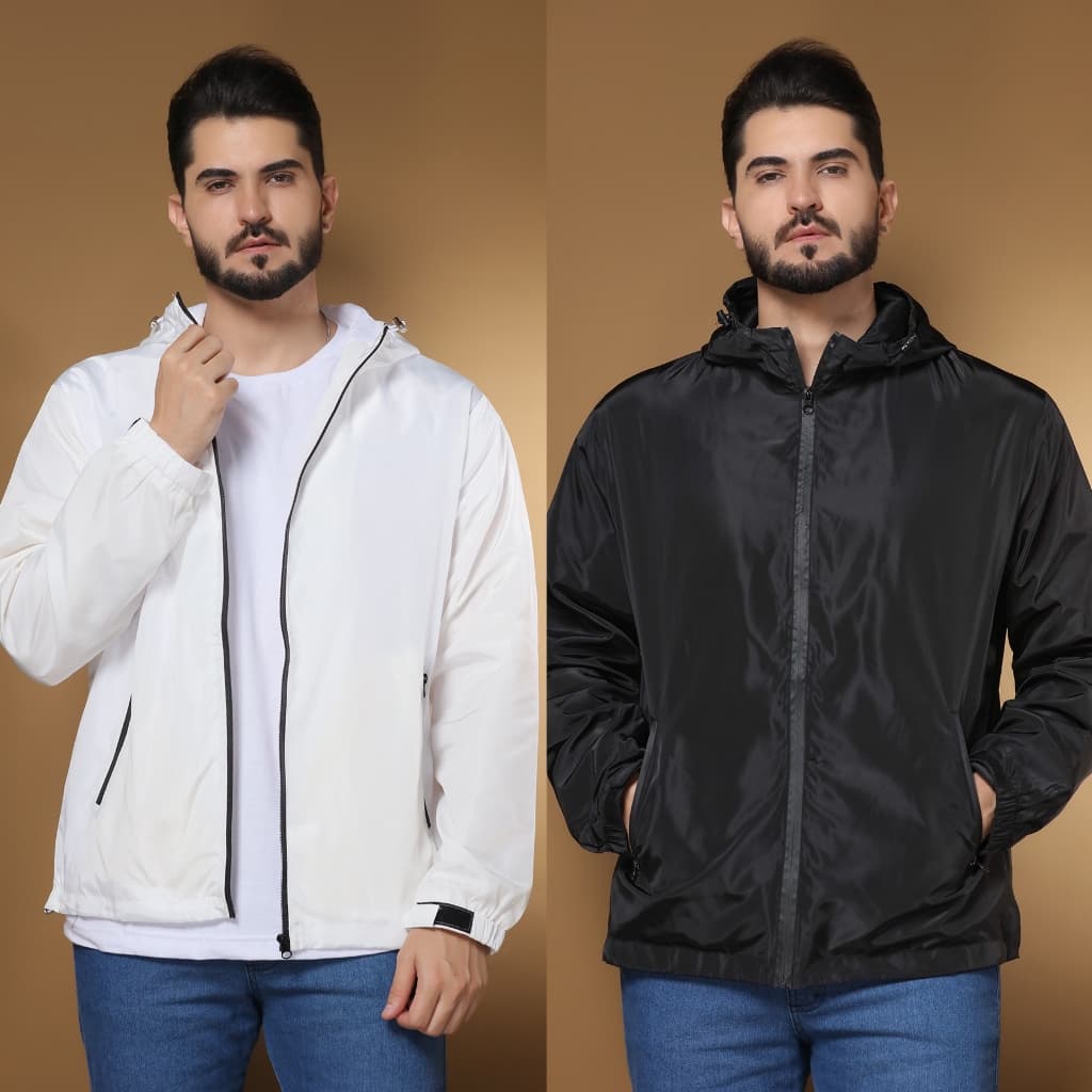 Jaqueta corta-vento, forrada, impermeável, com capuz, bolsos, zíper, estilo simples, importada de alta qualidade