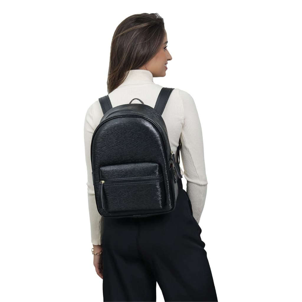 Mochila Feminina Média Social Couro Resistente Forrada Casual Escolar Trabalho Escritório Bolsa De Costa