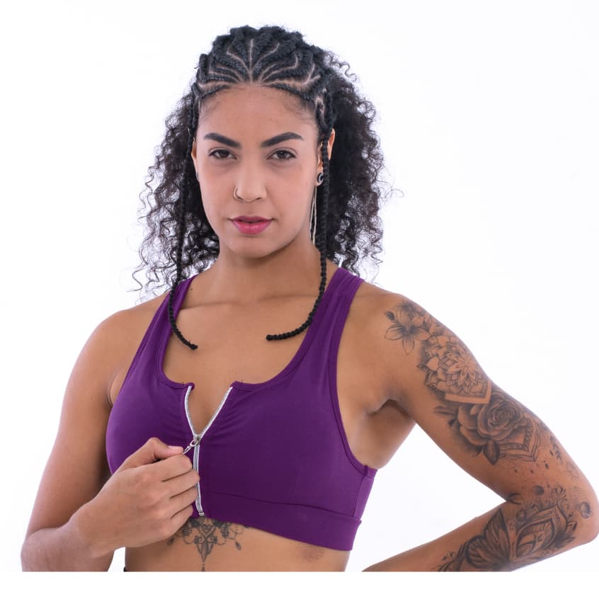 Tops  Fitness  Com Zíper E Bojo Removível  Feminino