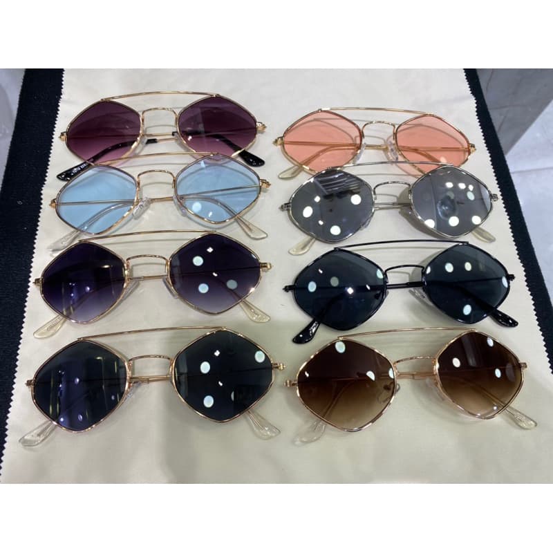 óculos de sol retro metal losango poligonal hexagonal luxo 2024 unisex