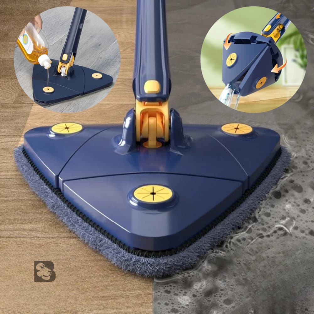 Mop Triângulo de Limpeza 360º Ajustável Triangular Giratório Rodo Moop Esfregão Banheiro Chão Janela