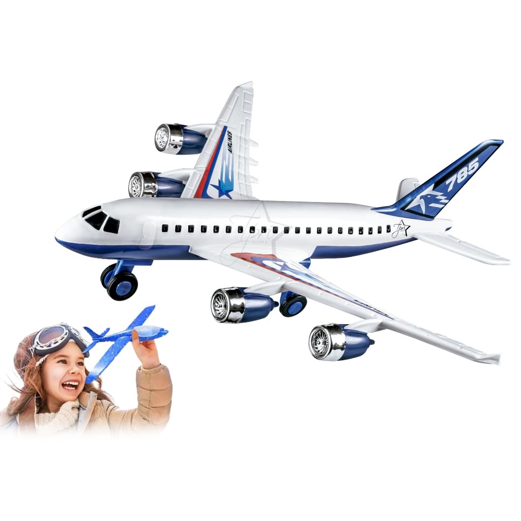 Avião de Brinquedo Grande 36cm Infantil Original Airbus Boeing Aero Buss Aeronave Jumbo Jato Top 2
