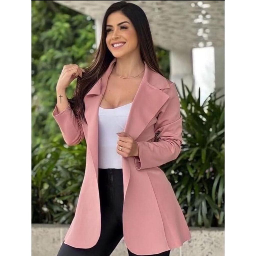 Blazer Neoprene Max Comprido Feminino Sobretudo Barato
