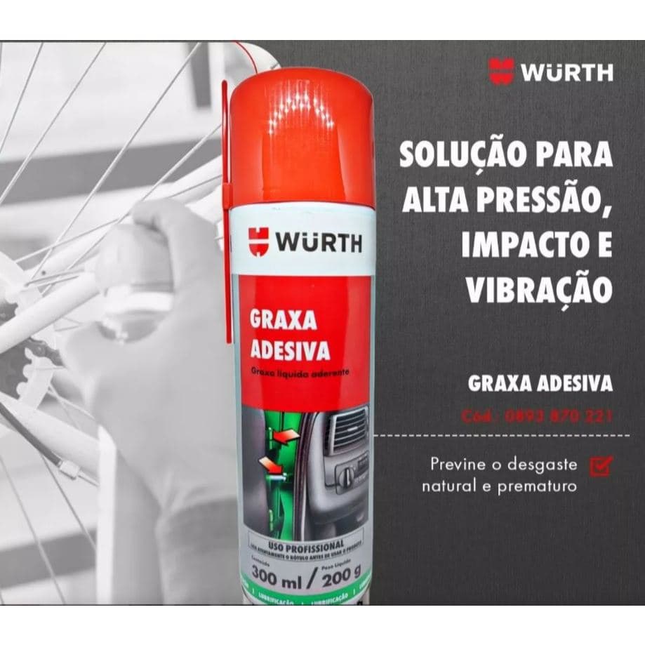 Graxa Adesiva Líquida Aderente  Spray Lubrificante 300ml/ 200g Wurth