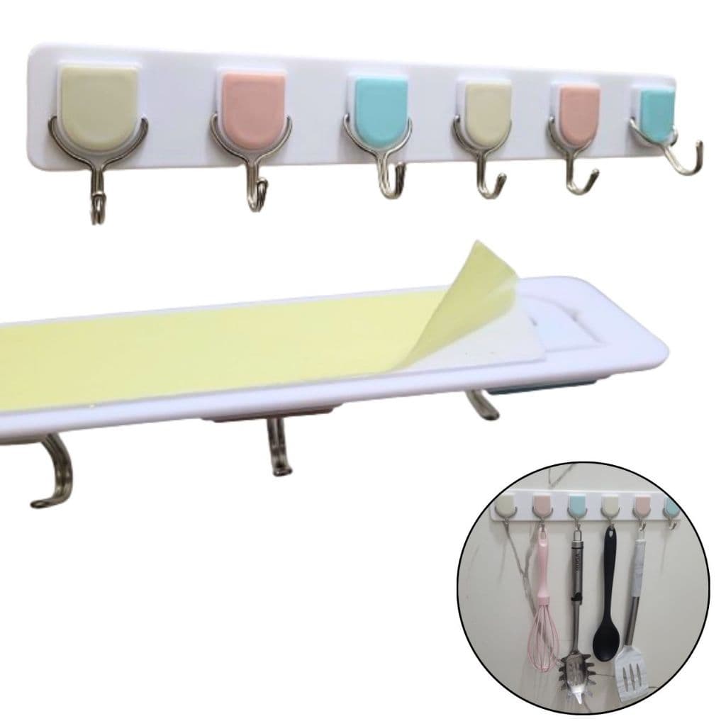 Cabideiro Suporte Cabide Para Parede 35 Cm 6 Ganchos Resistente Para Casa