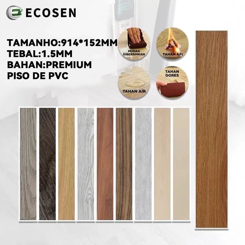 36PC Piso Vinílico 5㎡Autocolante Adesivo Madeira Régua Lavável 91cm x 15cm