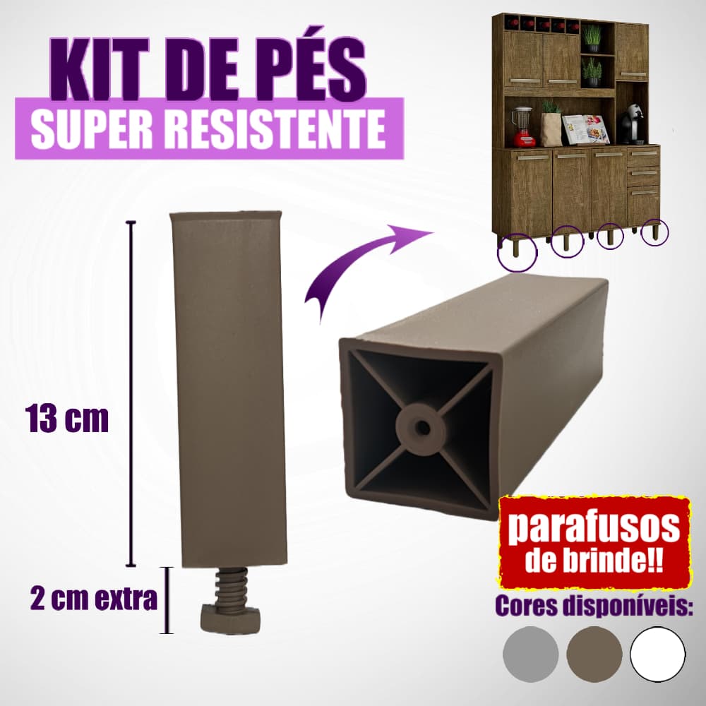 Pé Para Armário Cozinha Gabinetes Balcão - Pezinho Com Regulagem Ajustável Resistente Parafuso 02
