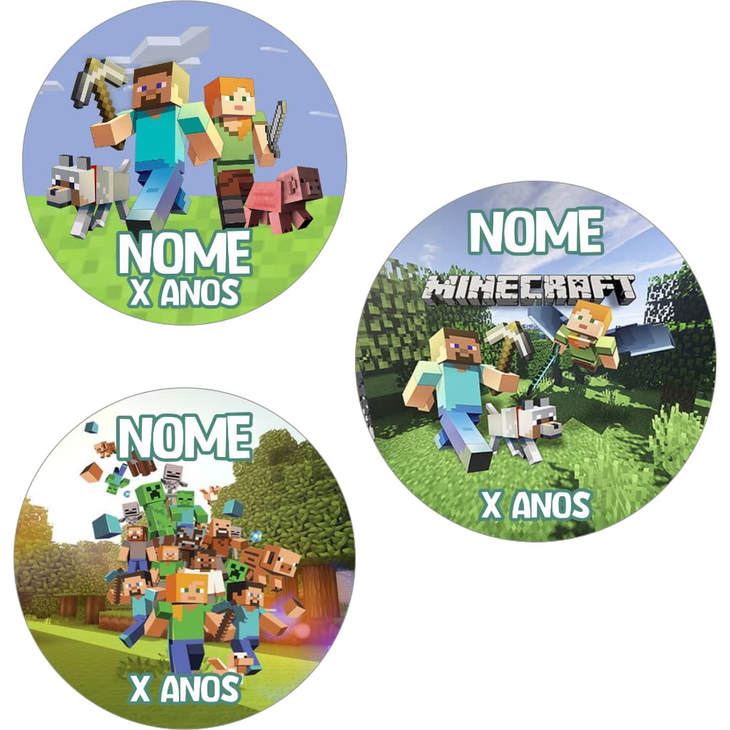 Adesivos Papel Fotográfico 4cm x 4cm Minecraft Personalizado
