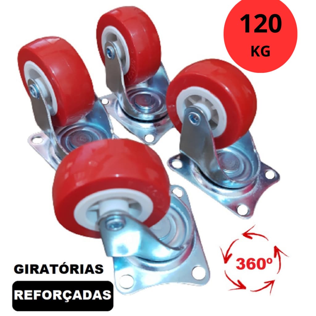 Rodinhas Rodas Rodizio Giratório Kit 4 Unidades Reforçado 1,5 Polegadas Anti Risco Para Moveis