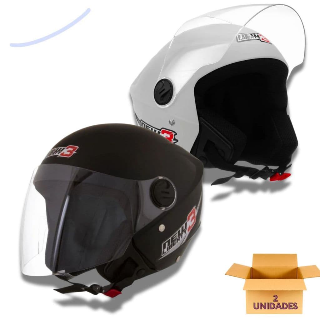 Capacete Aberto Para Moto New Liberty Pro Tork Viseira Cristal Para Moto - Leve 2 e Aproveite!