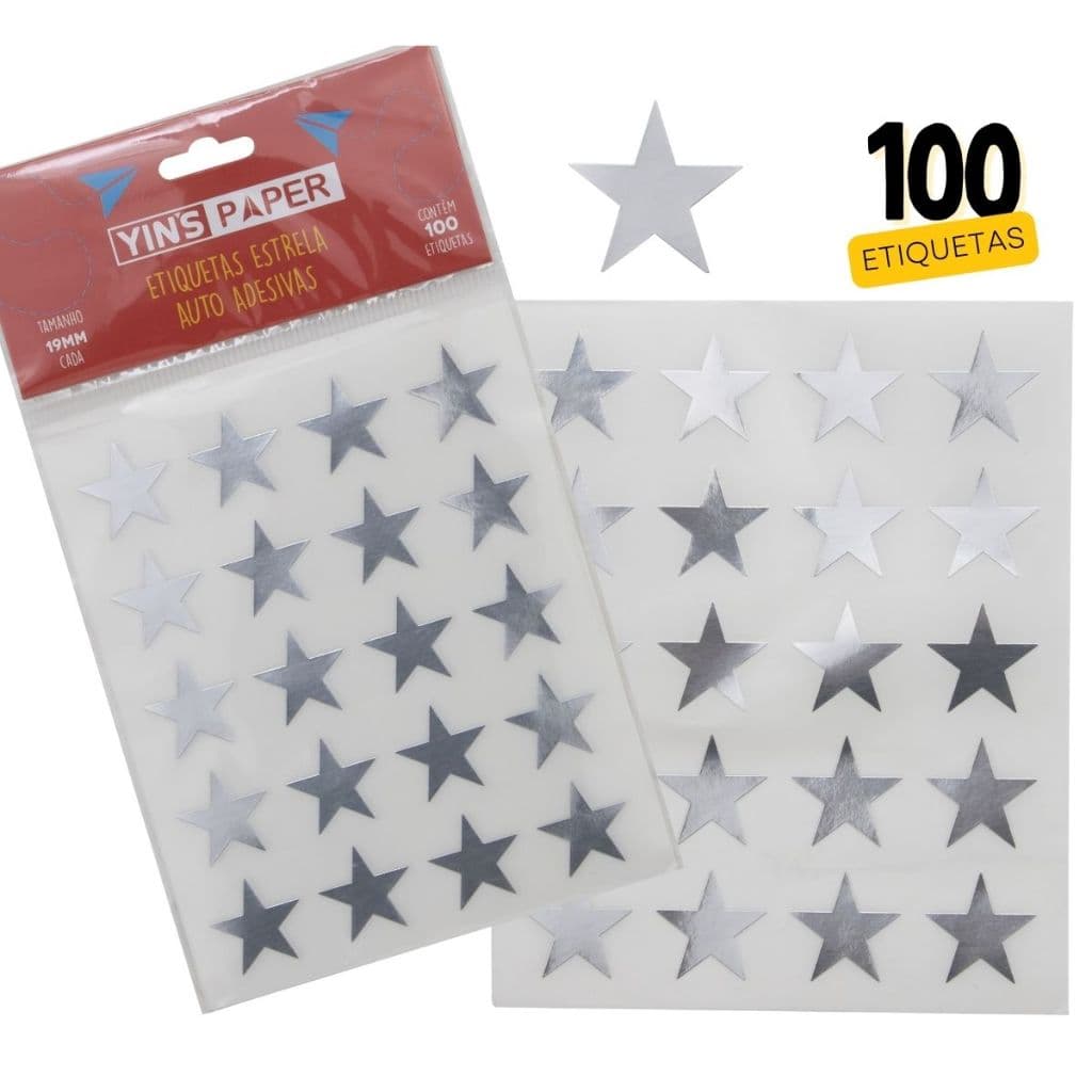 Adesivo Estiqueta Estrela Auto Adesivas Cartela 100 und Yin's Paper Para Decoração Artesanato Scrapbooking