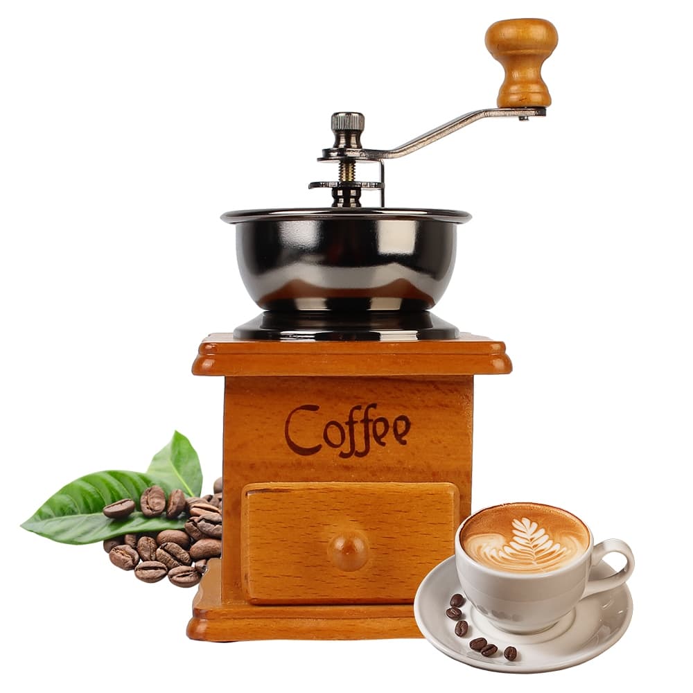 Moedor De Café Manual Gourmet C/ Regulagem De Moagem Transforma Em Pó Moedor De Mão De Madeira Marrom Portátil De Made Aço Inoxidável Estilo Italiano Retrô Vintage Clássico Moinho De Café Moedor De Café De Manivela Para Café De Gotejamento Prensa Francesa