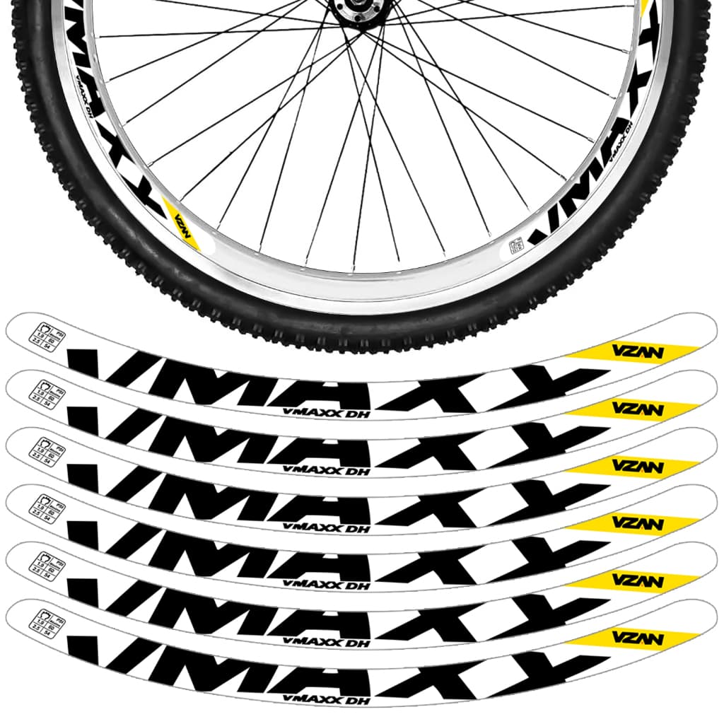 Kit 12 Adesivos Vmaxx Roda Bike Vzan 2023 Freio Vbrake Bicicleta Ciclismo Aro 24 26 29 Branco
