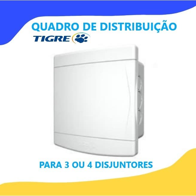 QUADRO CAIXA CENTRINHO DE DISTRIBUIÇÃO TIGRE CAPACIDADE 3 A 4 ou 6 a 8 DISJUNTORES em estoque.