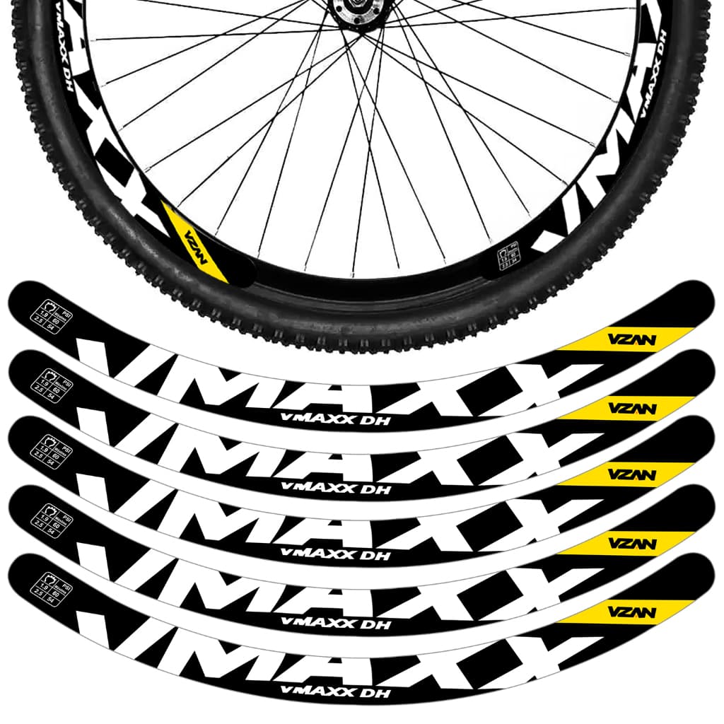 Kit 12 Adesivos Vmaxx Roda Bike Vzan 2023 Freio A Disco Bicicleta Ciclismo Aro 26 29 Preto