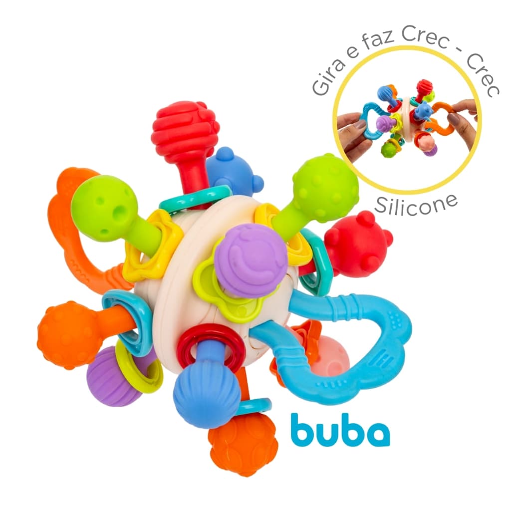 Brinquedo Para Bebê Buba Atomic Ball Mordedor Infantil Coordenação Motora Desenvolvimento Cognitivo Exploração Sensorial