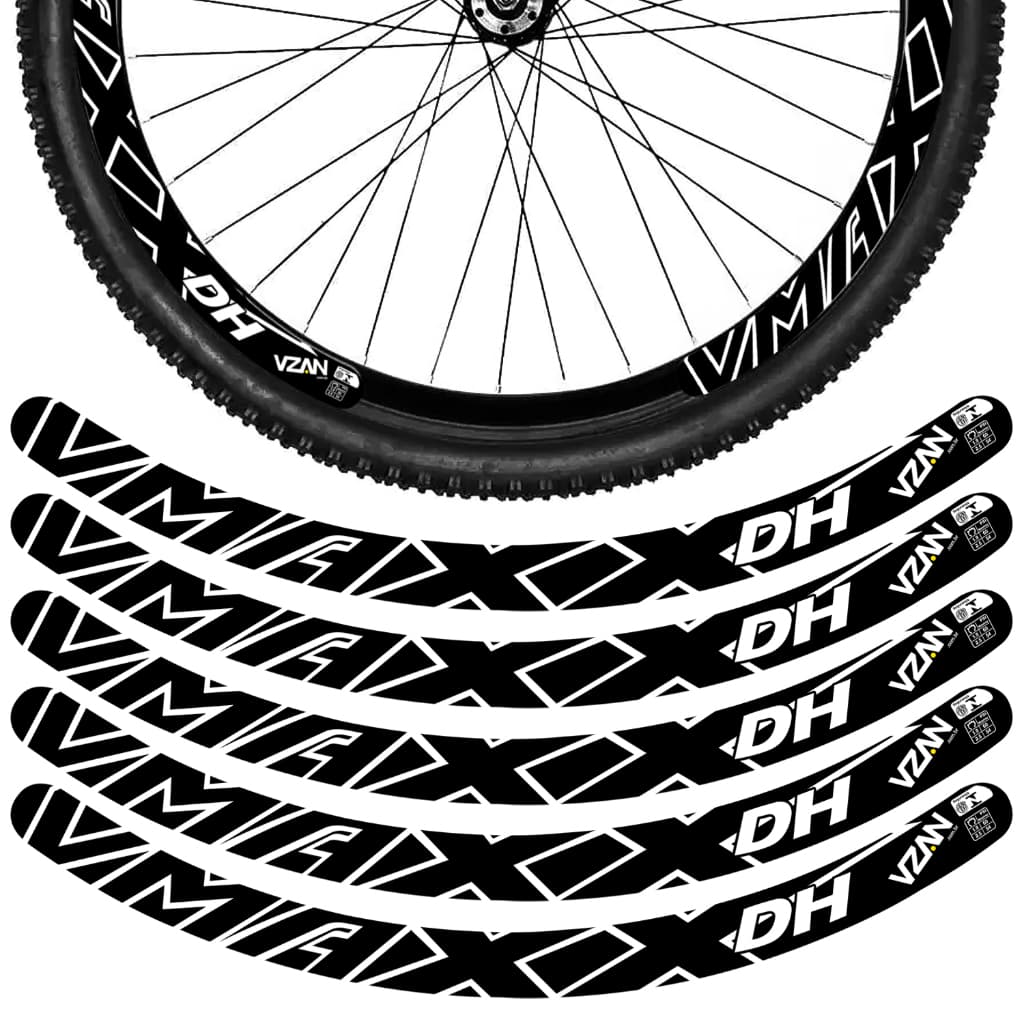 Kit 12 Adesivos Vmaxx Roda Bike Vzan Dh Freio a Disco Bicicleta Ciclismo Aro 26 29 Preto e Branco