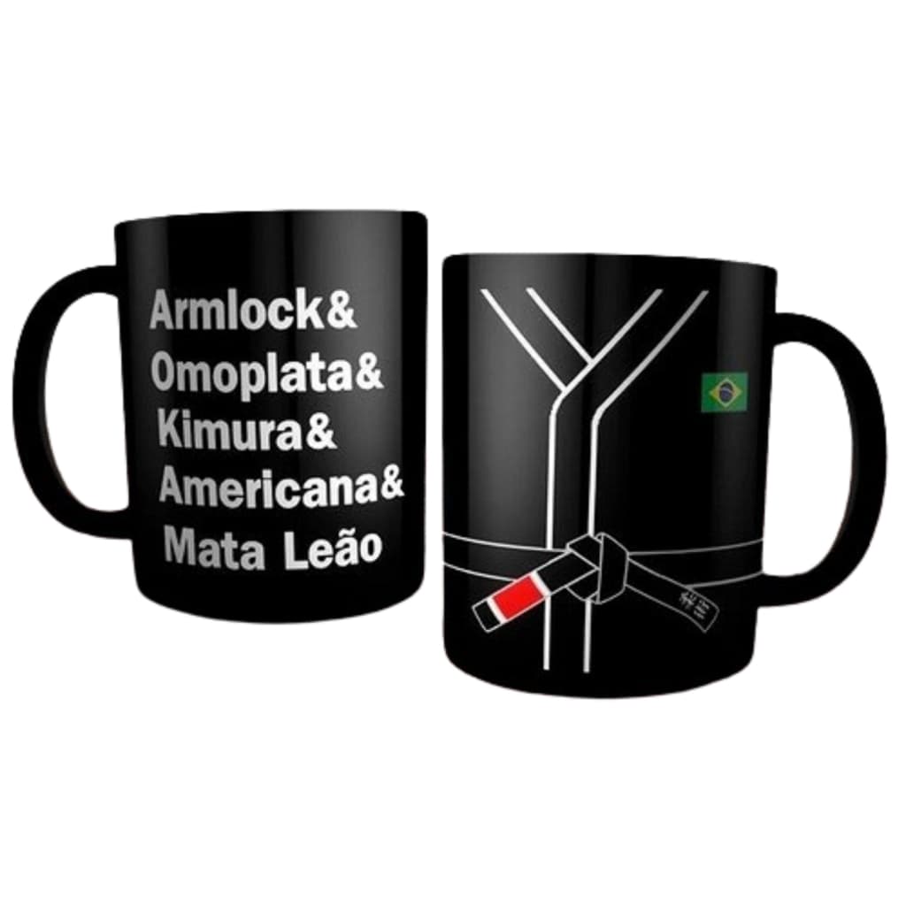 Caneca de Cerâmica Preta Kimono Jiu Jitsu com nome Ufc