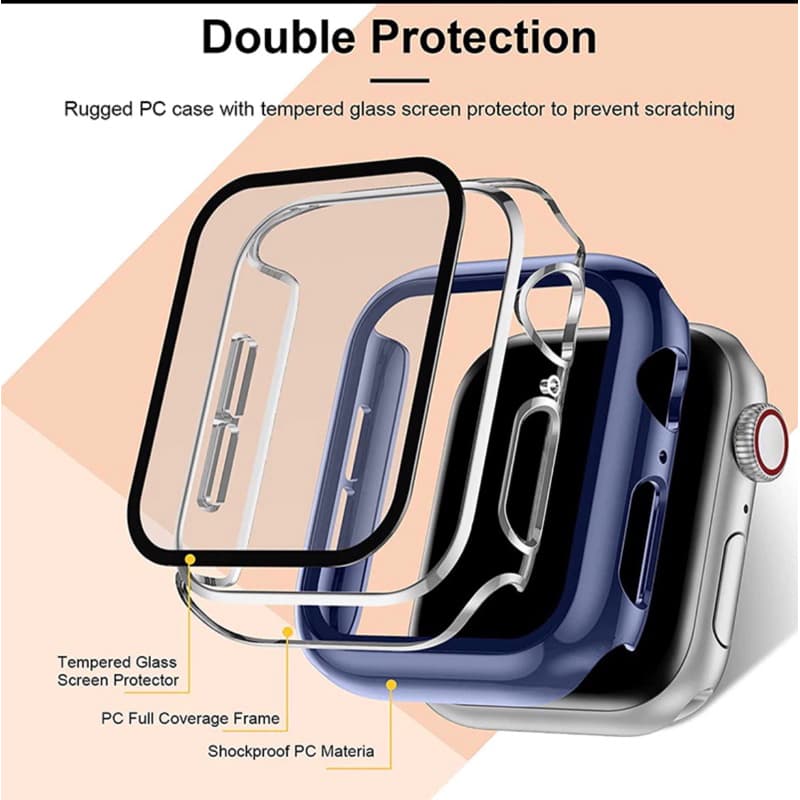 CZY 45MM Capa Case Bumper com Pelicula Vidro Protetor tela Compativel com Smartwatch Serie 1/2/3/4/5/6/7/8/9/SE/Ultra -45MM