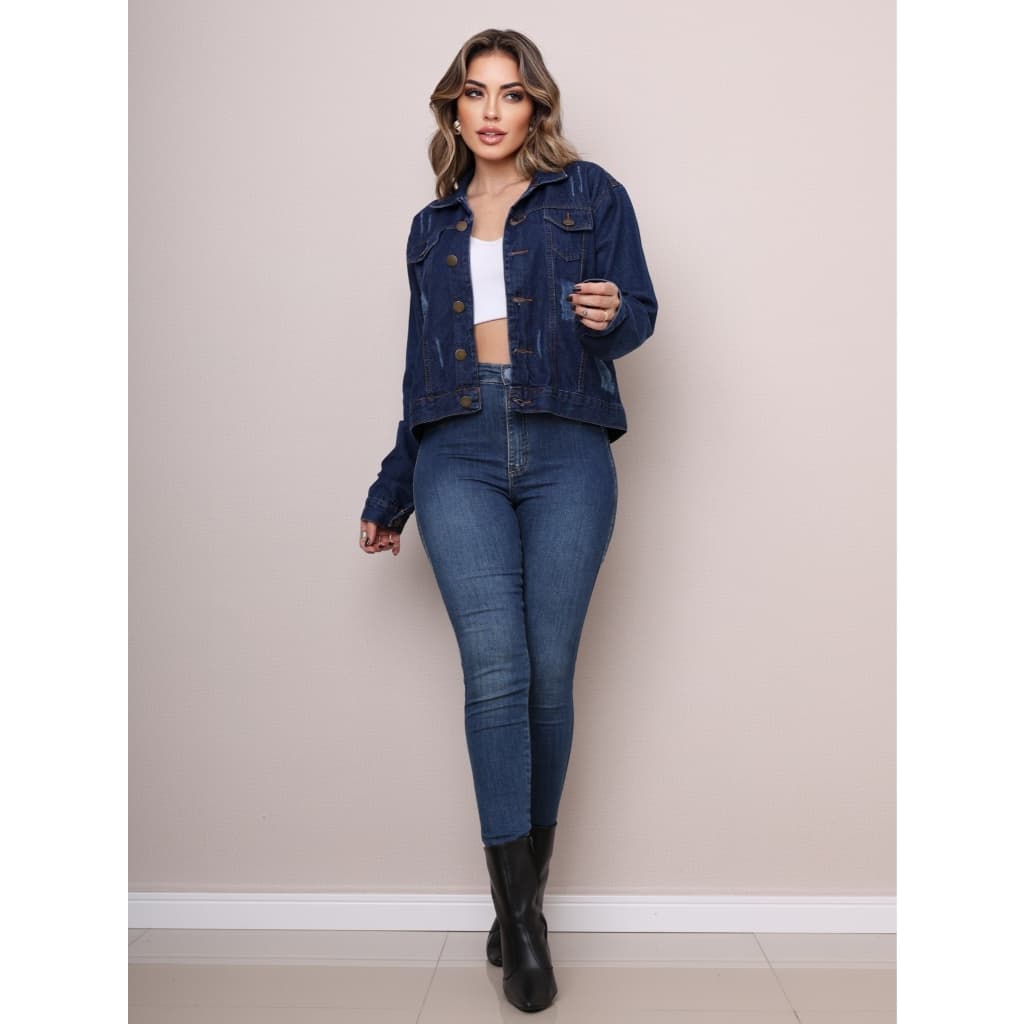 jaqueta jeans curta moda feminina lançamento MODA FEMININA 2024