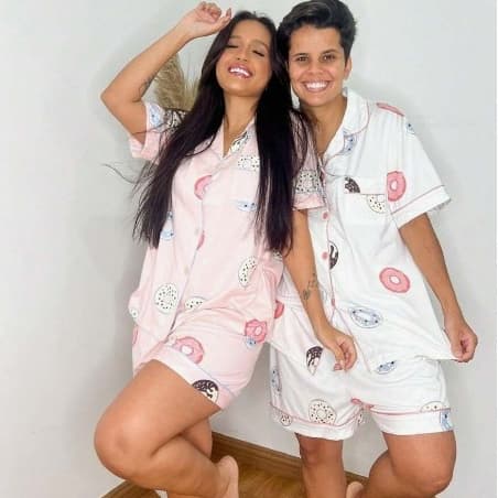 Pijama Americano Curto Feminino Cores e Estampas Variadas Confortável Verão