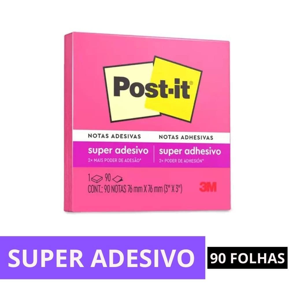 Bloco Adesivo Post-it 3M Pink 76x76mm 90 Folhas