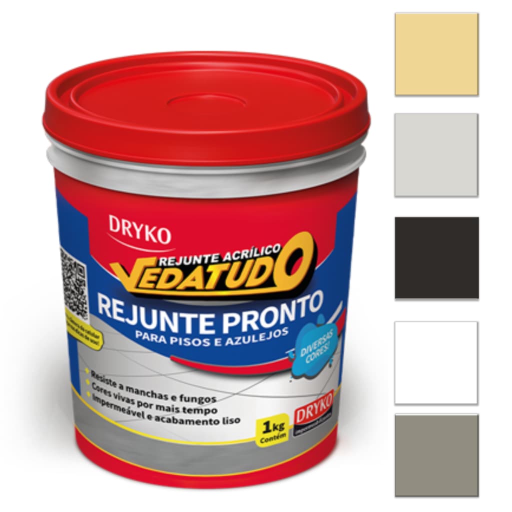 Rejunte Acrilico Piso Porcelanato Banheiro Piscina Dryko 1kg Pronto Azulejo Revestimento Cerâmica