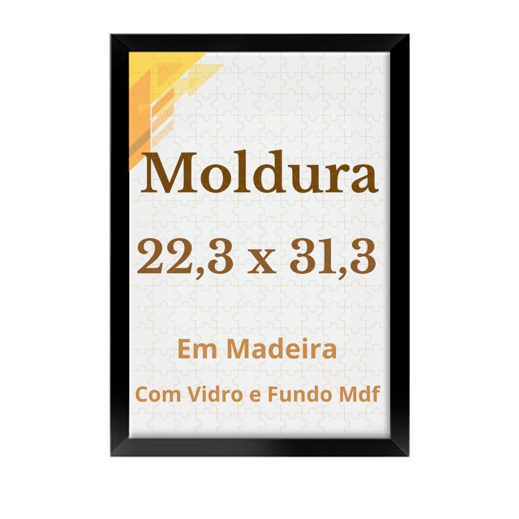 Moldura Quadro Quebra Cabeça 500 Peças Nano 22,3x31,3 Com Vidro 31,3x22,3