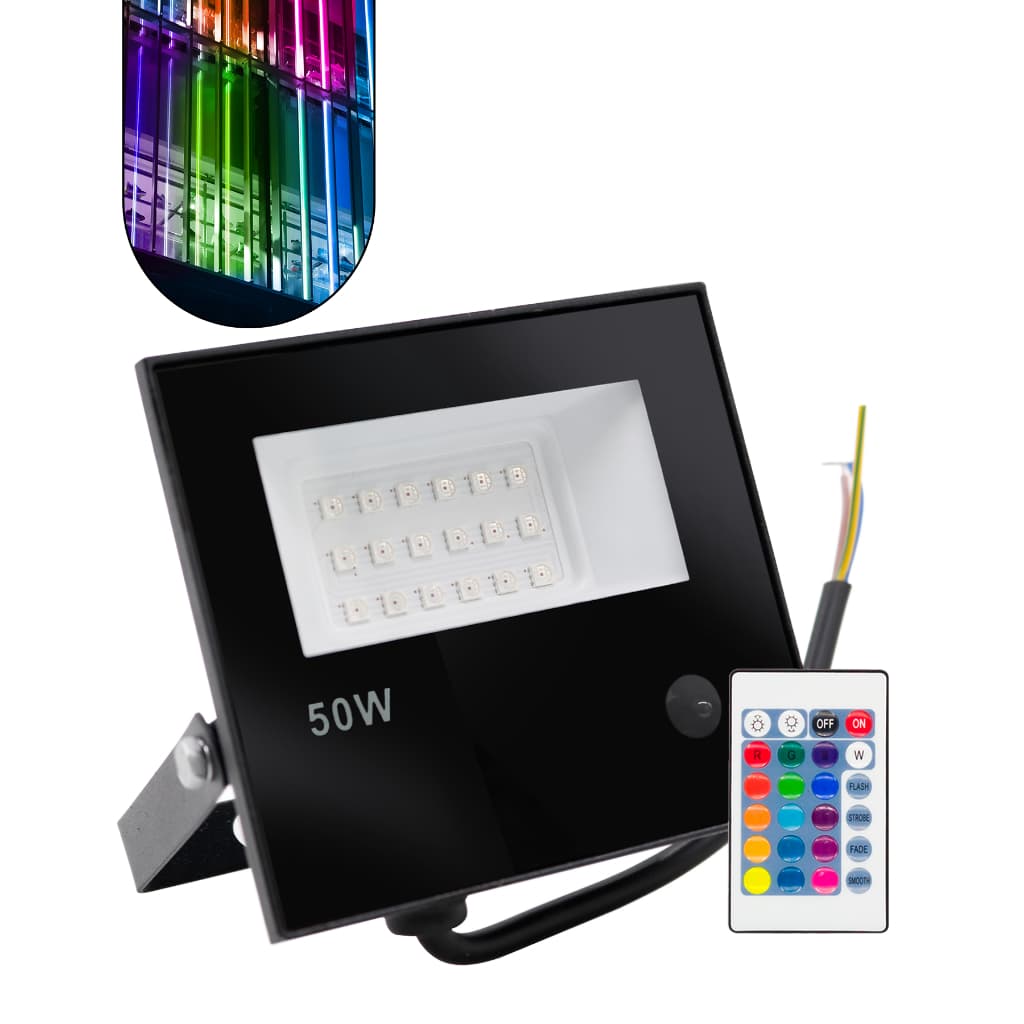 Refletor Led Holofote 50w Bivolt Rgb Colorido C/ Controle