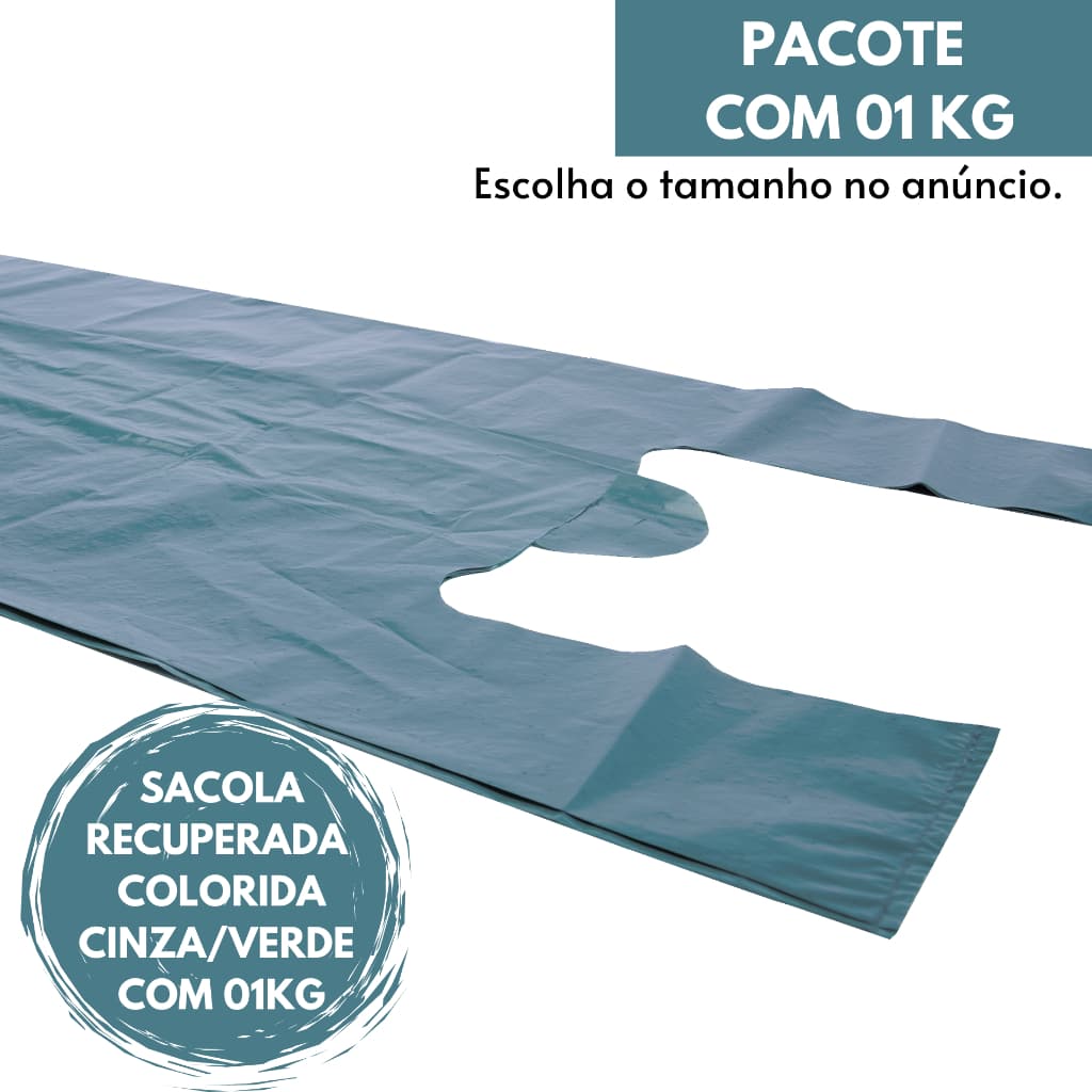 Sacolas Recicladas Coloridas - 1kg em Vários Tamanhos, Perfeitas para Mercado, Açougue, Perfumaria e Lojinhas!