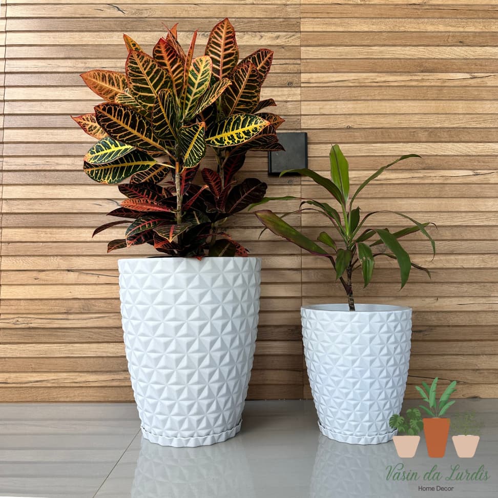Kit 2 Vaso Para Planta Coluna Diamante 30 e 42 cm, Sala Jardim e Varanda. Ambientes internos e externos.