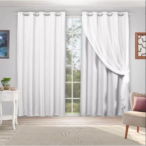 Cortina 4,00x2,70 Voil Liso com Forro de Microfibra Para Sala ou Quarto