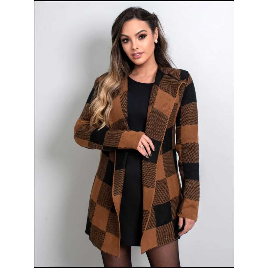 CASACO FEMININO XADREZ MODA INVERNO