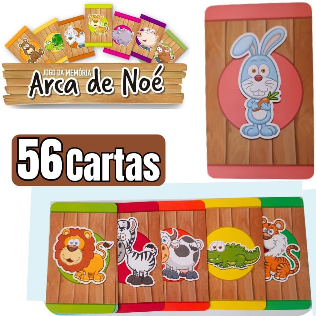 Jogo Da Memoria Arca De Noe 56 Cartas Desenvolve Coordenação Motora Raciocínio Lógico Menino Menina