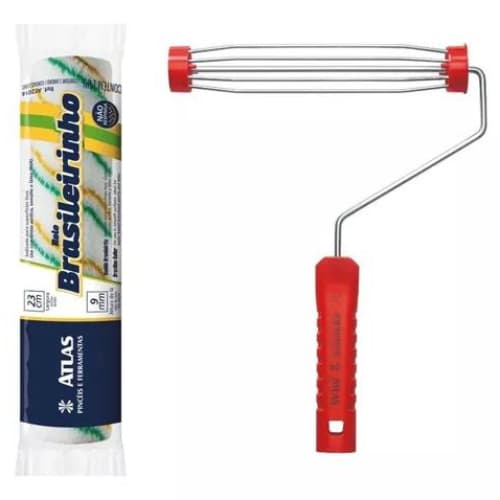 Rolo de Pintura Brasileirinho 23cm COM Cabo Suporte Gaiola