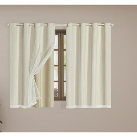Cortina Blackout Blecaute 2,80Largura X 1,80Altura com Voil Liso para Quarto/Sala/Escritório