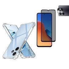 Kit 3X1 Xiaomi Redmi 12 4G - Pelicula Privacidade Ceramica 9D + Capa Transparente + Pel Camera 3D "