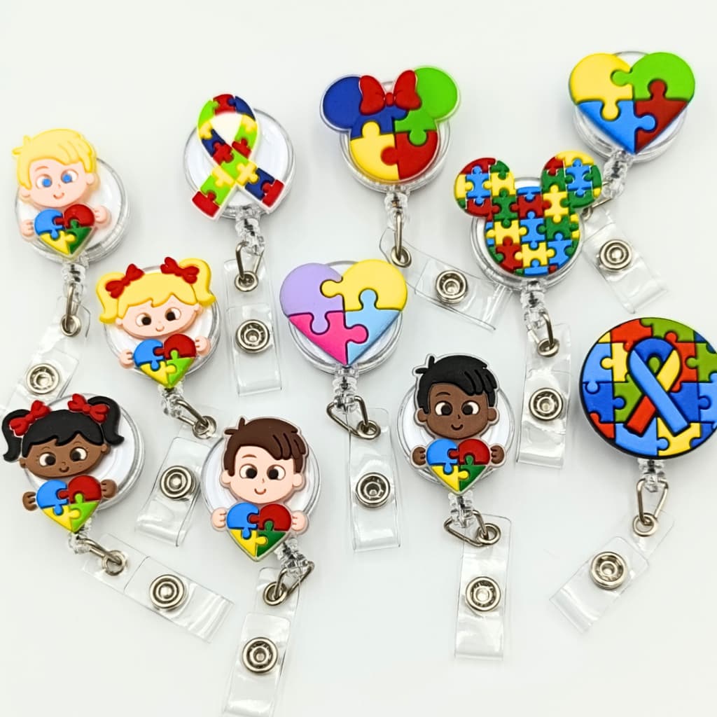 Porta Cracha Autismo Retrátil Roller Clip Personalizados Autista