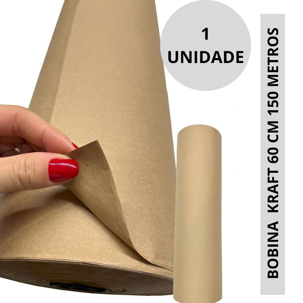 01 BOBINA DE PAPEL SEMI KRAFT DE 60CM COM 140 METROS 80GR EMBRULHO, FORRAÇÃO
