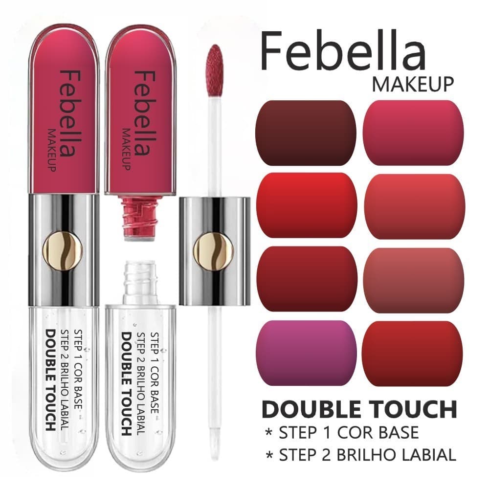 batom liquido double touch 2 em 1 bm40121febella