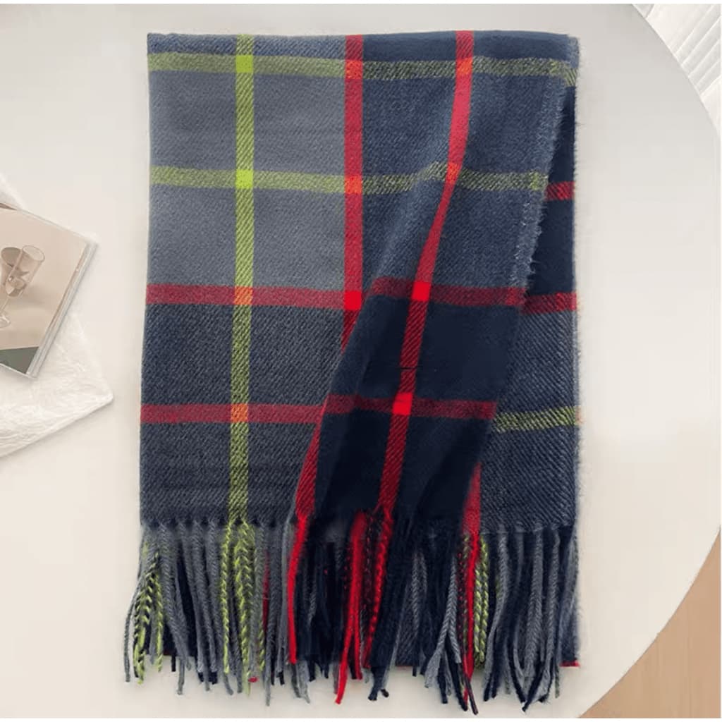 2024 Novo Cachecol De Xadrez Classico Pashmina Lenço Xale Feminina Listrado Com Franjas De 250g Grosso Presente
