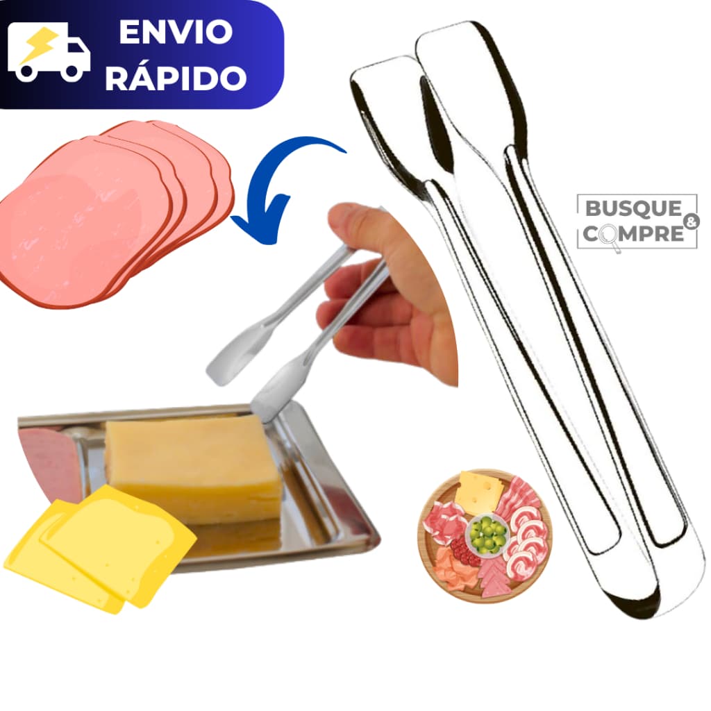 Pegador de Frios de Aço Inox para Presunto Mussarela Petiscos Salame Salada Carne de Massas Cozinha