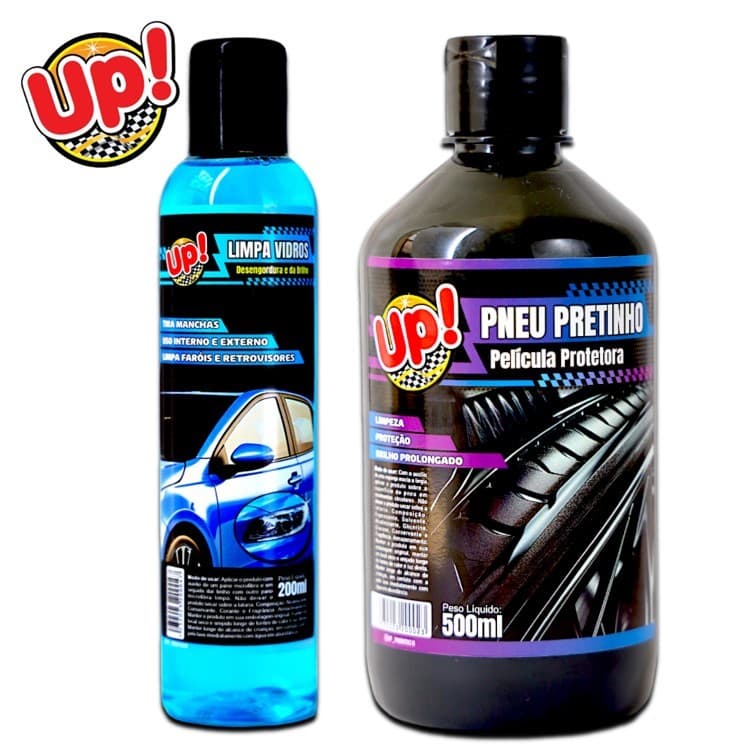 Kit 2em1 - Pneu Pretinho Up e Limpa Vidros Automotivo Up